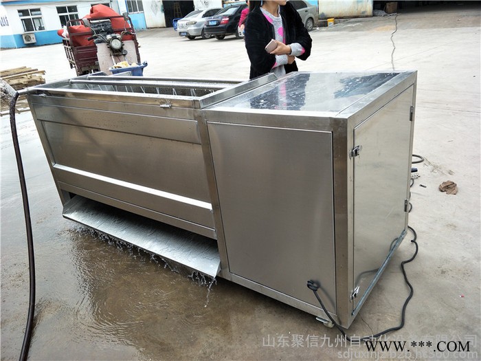 聚信九州JX-1500 红薯地瓜土豆萝卜山药根茎类产品清洗去杂机 毛辊喷淋清洗机 小型 红薯清洗机图2