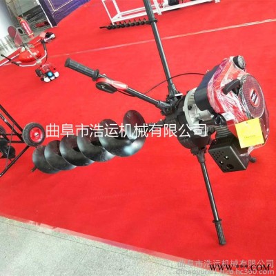 浩运工厂批发农用山药种植打孔机 汽油打坑机 双人手提大直径深坑钻眼机