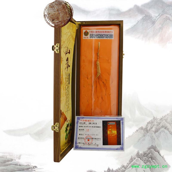 人参礼盒东北吉林实木山参礼盒15年整枝西洋参产地货源山参东北林下参生晒人参20年泡酒山参礼盒装干货整枝吉林长白山礼盒批发图3