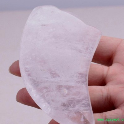川东珠宝白水晶牛角形刮痧片美容**用品工厂