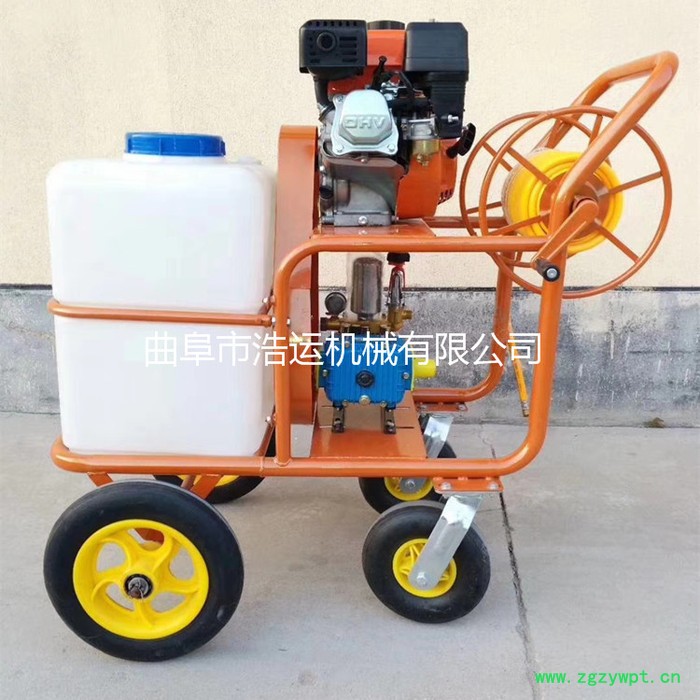 山东曲阜浩运机械汽油动力拉药管打药除虫中药材除虫高压推车式打药机  **图3