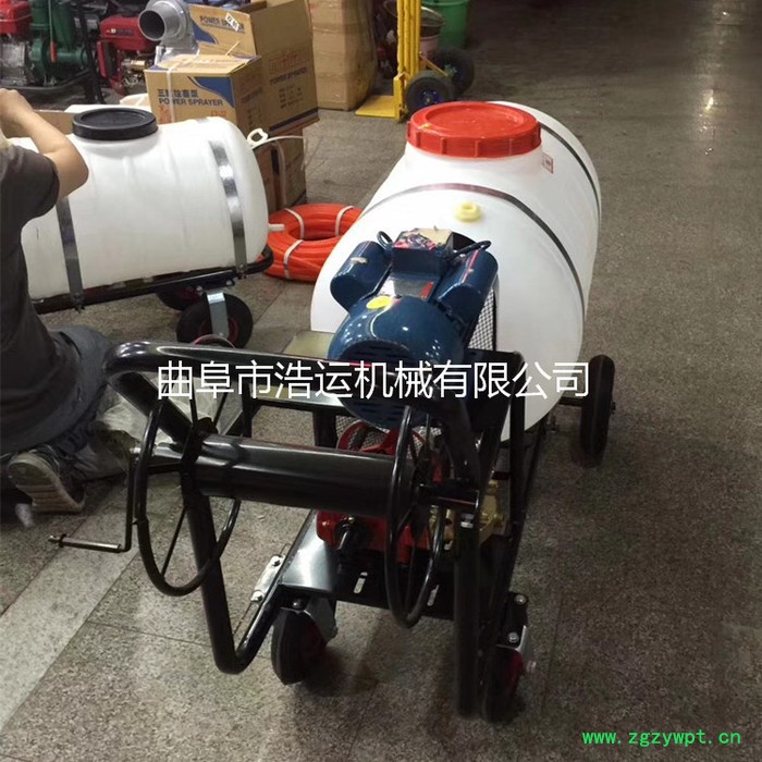 山东曲阜浩运机械汽油动力拉药管打药除虫中药材除虫高压推车式打药机  **图4