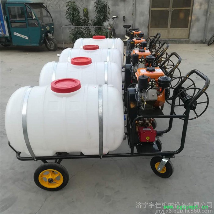 杠杆式四轮打药机 药材类除虫用打药机 宇佳手推式高压打药车图3