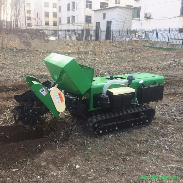 山西大马力耕地机 自走式履带施肥回填机图片视频  富兴牌山药种植开沟机图2