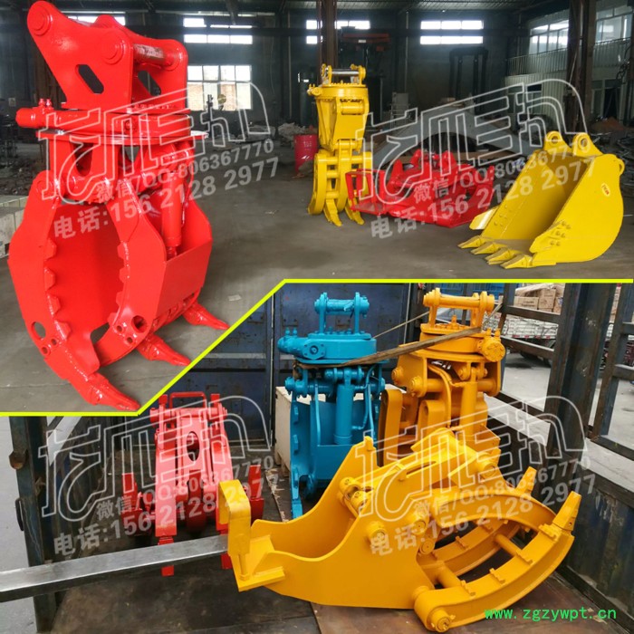 龙爪手挖掘机属具:木材树夹子旋转夹机械夹石头芦苇捆草原木垃圾甘蔗废钢铁爪子Q345B锰钢制造药芯焊丝焊接上门改装图7