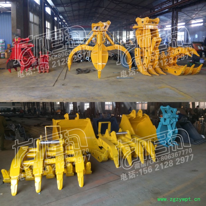 龙爪手挖掘机属具:木材树夹子旋转夹机械夹石头芦苇捆草原木垃圾甘蔗废钢铁爪子Q345B锰钢制造药芯焊丝焊接上门改装图5