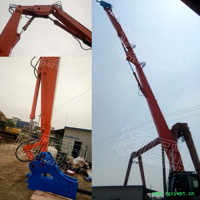 斗山300日立330挖掘机20米拆楼加长臂三节臂 Q345B锰钢制作 药芯焊丝焊接 可根据需求定做15-26米图5