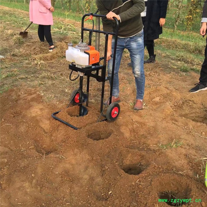 浙江山药地钻机 手推带轮挖坑机 启航独轮手推车挖坑机图3