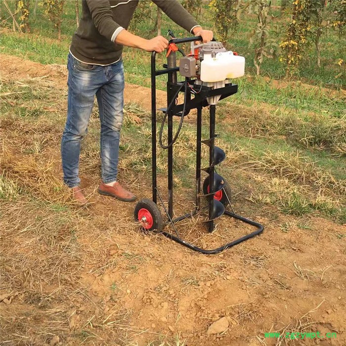 浙江山药地钻机 手推带轮挖坑机 启航独轮手推车挖坑机图4