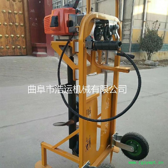 浩运工厂直销性能稳定大棚埋桩山药种植打孔机 汽油打坑机 小型手提式挖坑机图2