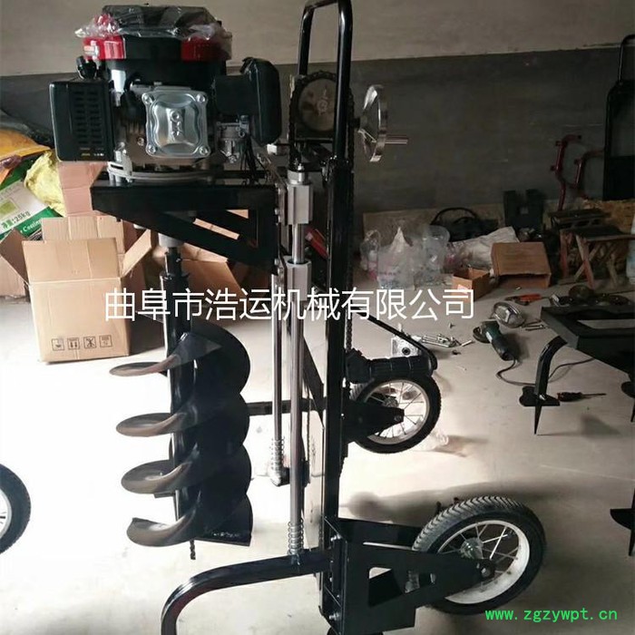 浩运工厂直销性能稳定大棚埋桩山药种植打孔机 汽油打坑机 小型手提式挖坑机图4