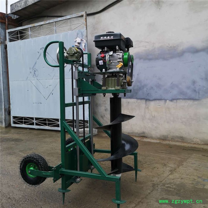 手提式工程打桩立柱钻眼机 药材种植挖坑机 生产手推独轮植树挖坑机厂家图3