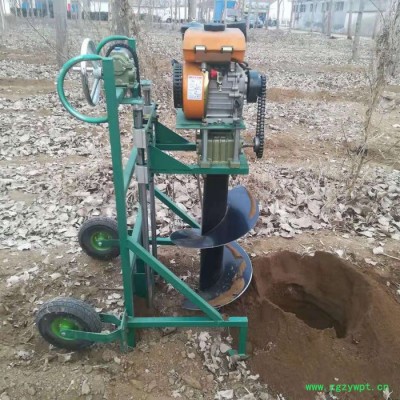 手提式工程打桩立柱钻眼机  药材种植挖坑机 生产手推独轮植树挖坑机厂家