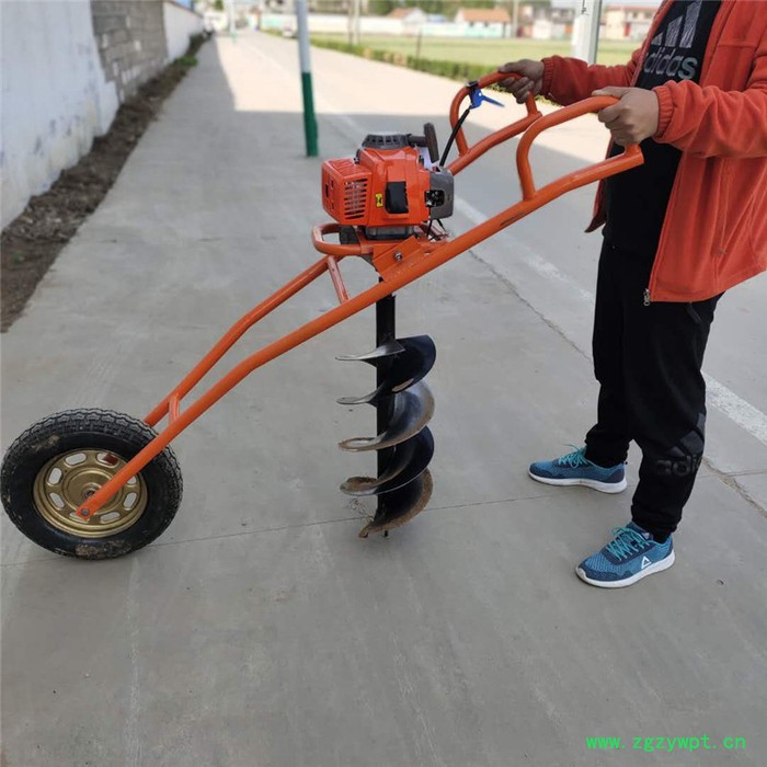 手提式工程打桩立柱钻眼机 药材种植挖坑机 生产手推独轮植树挖坑机厂家图7