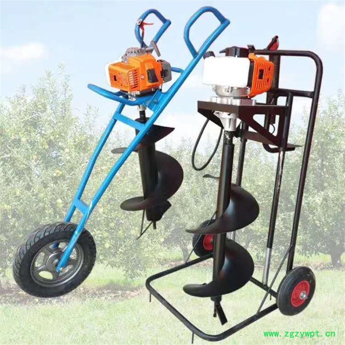 手提式工程打桩立柱钻眼机 药材种植挖坑机 生产手推独轮植树挖坑机厂家图6