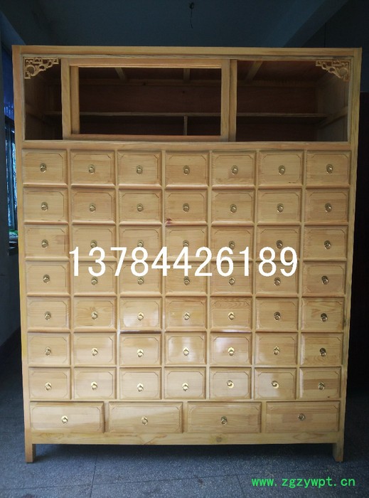 直销中药柜原木色中药斗货架子松木操作台可支持来图定做 实木中药柜