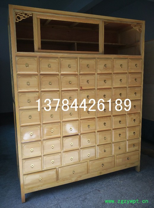 直销中药柜原木色中药斗货架子松木操作台可支持来图定做 实木中药柜图2