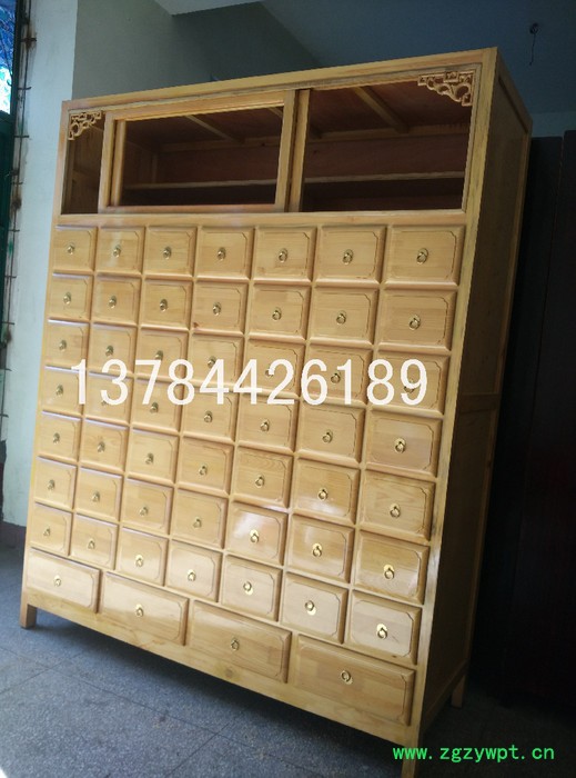 直销中药柜原木色中药斗货架子松木操作台可支持来图定做 实木中药柜图3