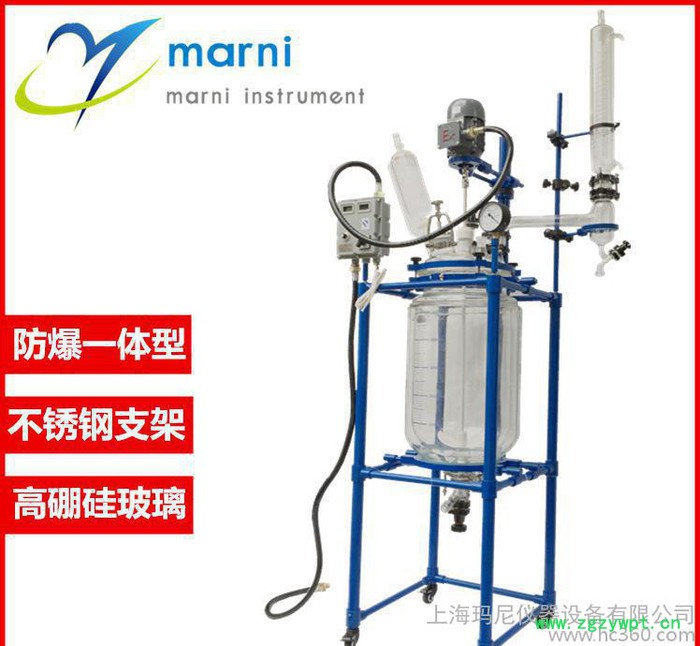 双层玻璃反应釜50l 玻璃反应器直销认准上海玛尼品牌图2