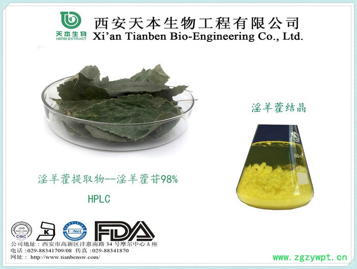 天本生物 淫羊藿提取物，淫羊藿甙，10%-98%淫羊藿甙**大量现货图2