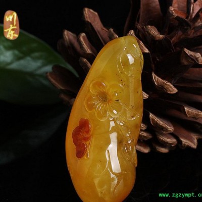 川东珠宝天然琥珀项链吊坠子 无优化琥珀原石蜜蜡挂件112-1