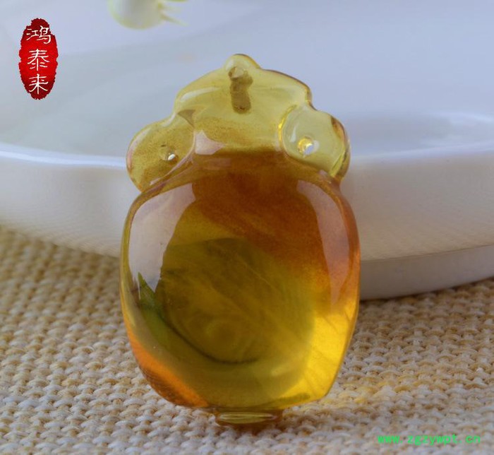 天然缅甸琥珀金蓝吊坠 净水蓝蜜蜡吊坠 生日礼物推荐 一手货源图3