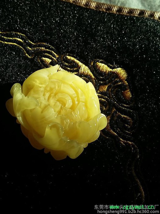 宏盛琥珀 天然鸡油黄蜜蜡琥珀100一克 花开富贵雕刻件10克以下图7