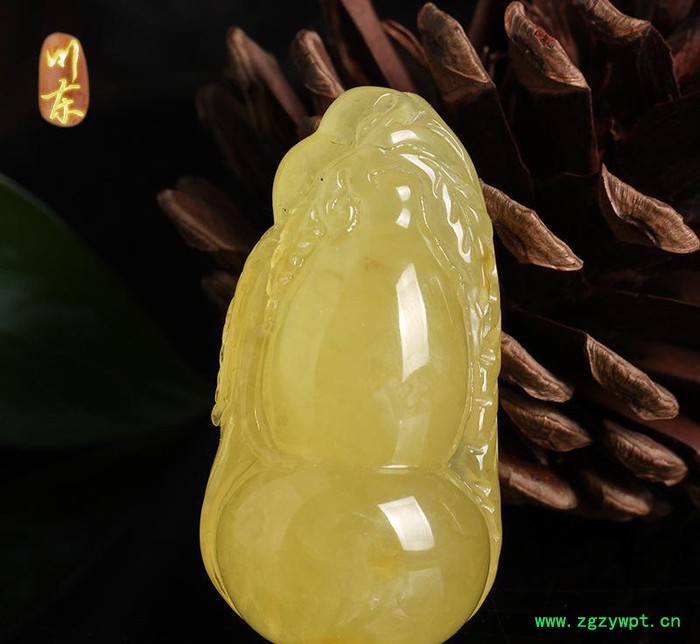 天然琥珀蜜蜡吊坠 琥珀蜜蜡原石雕刻葫芦吊坠蜜蜡挂件121图2