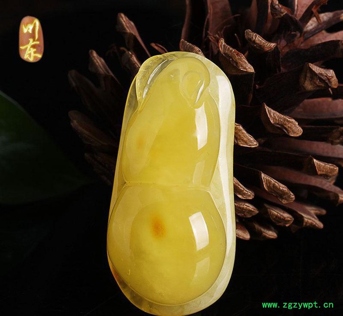 天然琥珀蜜蜡吊坠 琥珀蜜蜡原石雕刻葫芦吊坠蜜蜡挂件121图3