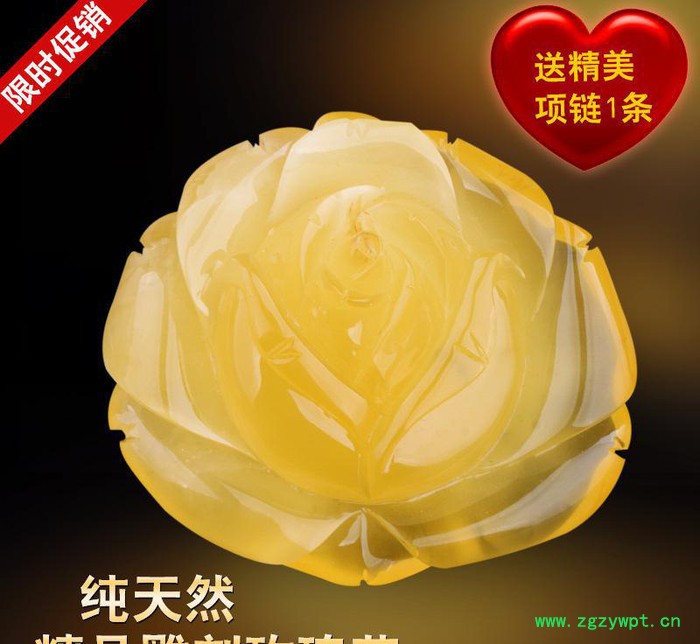 川东波罗的海琥珀玫瑰花雕刻吊坠深圳工厂Y5-11图3
