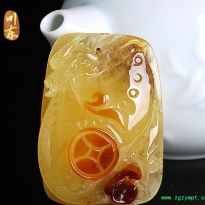 川东珠宝波罗的海琥珀蜜蜡雕刻吊坠蜜蜡原矿21-25