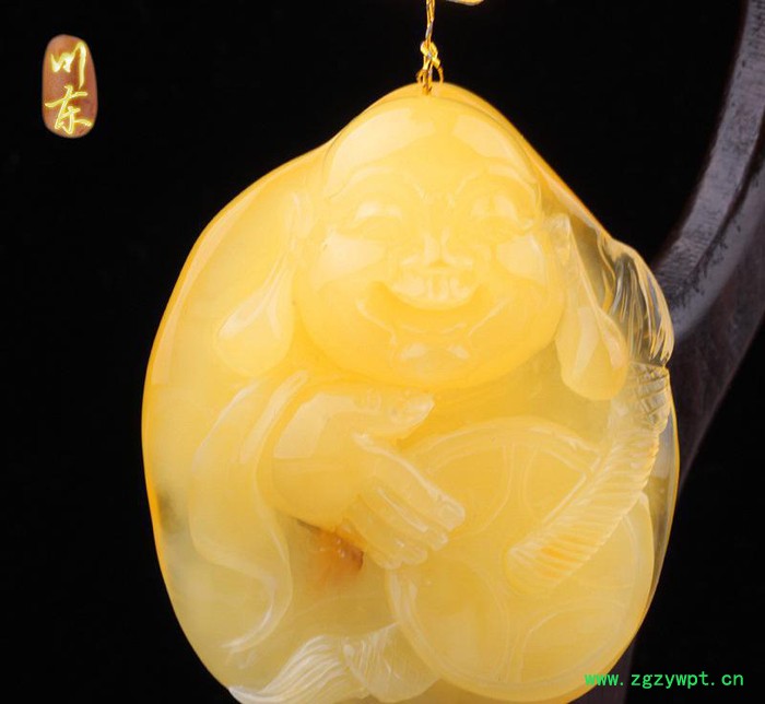 蜜蜡蜜蜡雕刻 天然琥珀蜜蜡金珀血珀弥勒佛雕刻挂件图3