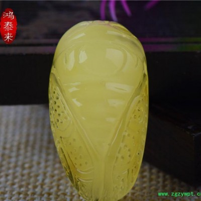 网络**款琥珀蜜蜡雕刻件 如意小挂件 鸿泰来琥珀**包邮】