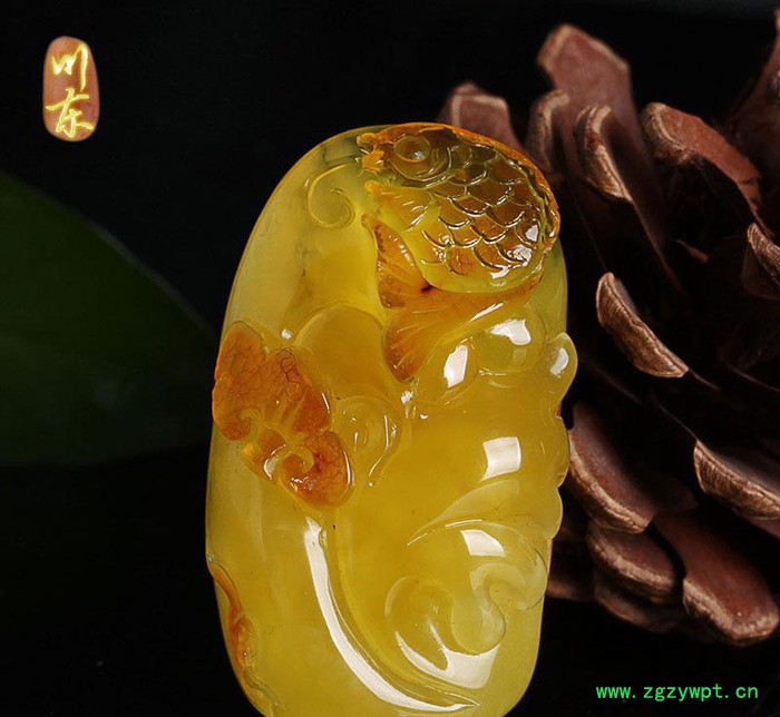 琥珀蜜蜡吊坠保真无优化蜜蜡原石雕刻鱼项坠151-161图2