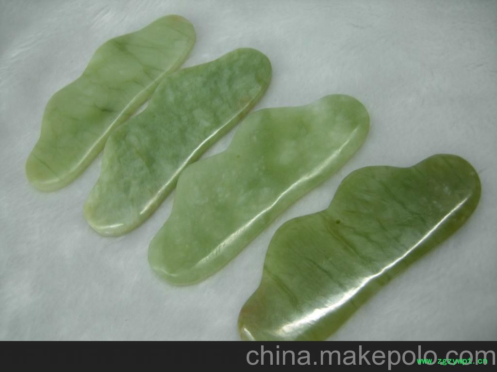 玉器批发天然岫玉刮痧板无裂纹嫩绿色花纹细腻温润厂家一手货图2