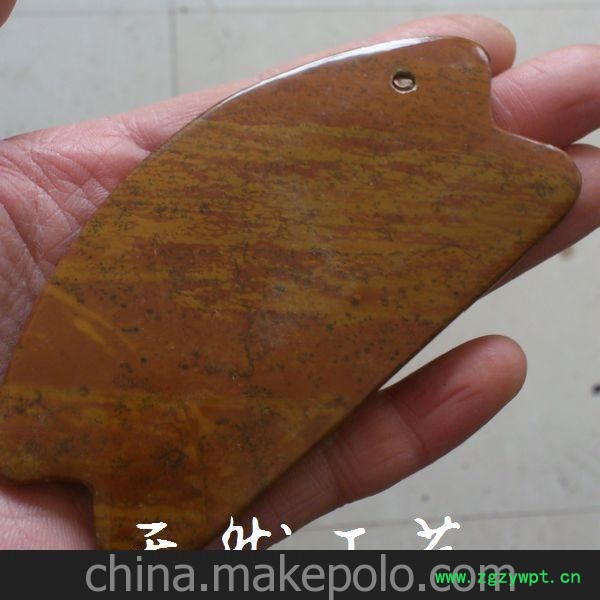 批发供应天然玄黄色砭石鱼形刮痧板 玉器批发 砭石保健品图3