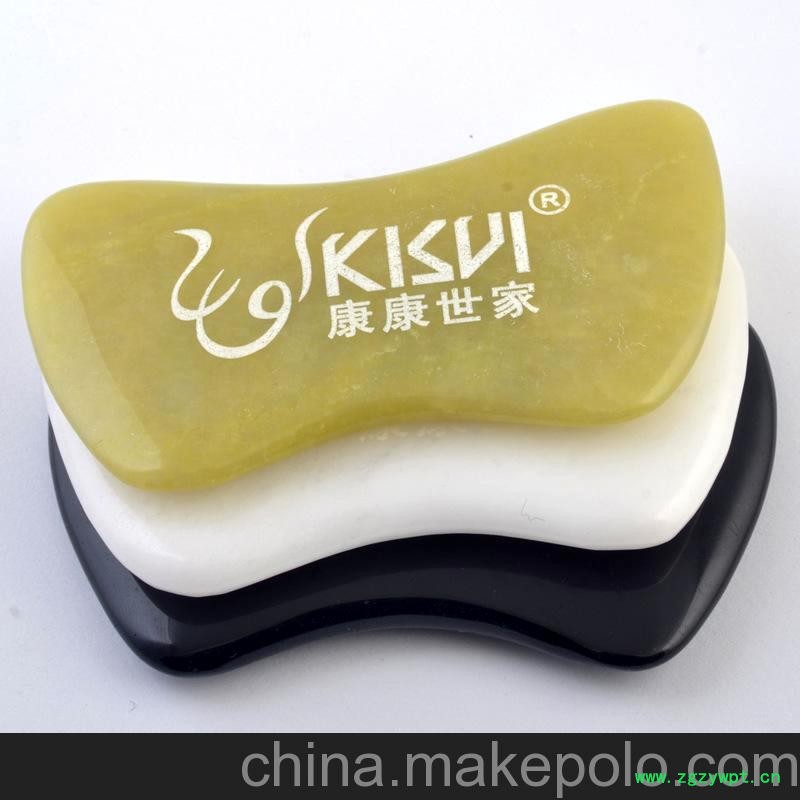 kisvi珠宝品牌工厂白玉橄榄玉黑曜石保健刮痧板批发图3