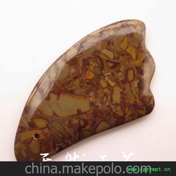 批发供应天然五彩女娲石牛角刮痧板 玉器健身 女娲石刮痧板图2