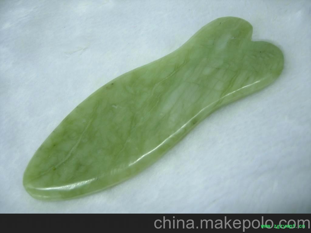 玉器批发天然岫玉刮痧板无黑点无裂纹玉质细腻温润浅绿花纹图4