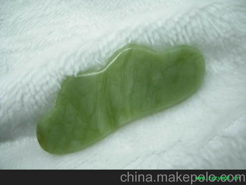 玉器批发天然岫玉刮痧板无黑点无裂纹玉质细腻温润浅绿花纹图2