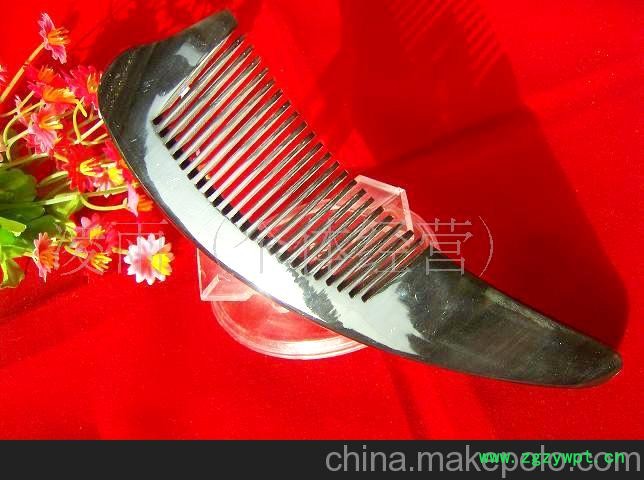 批发供应天然水牛牛角梳 黑牛角梳