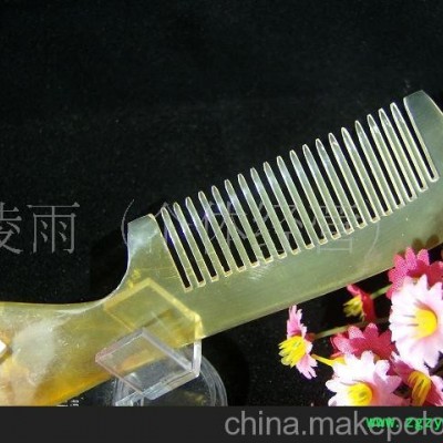 批发供应天然握柄黄牛角梳12cm，牛角制品批发