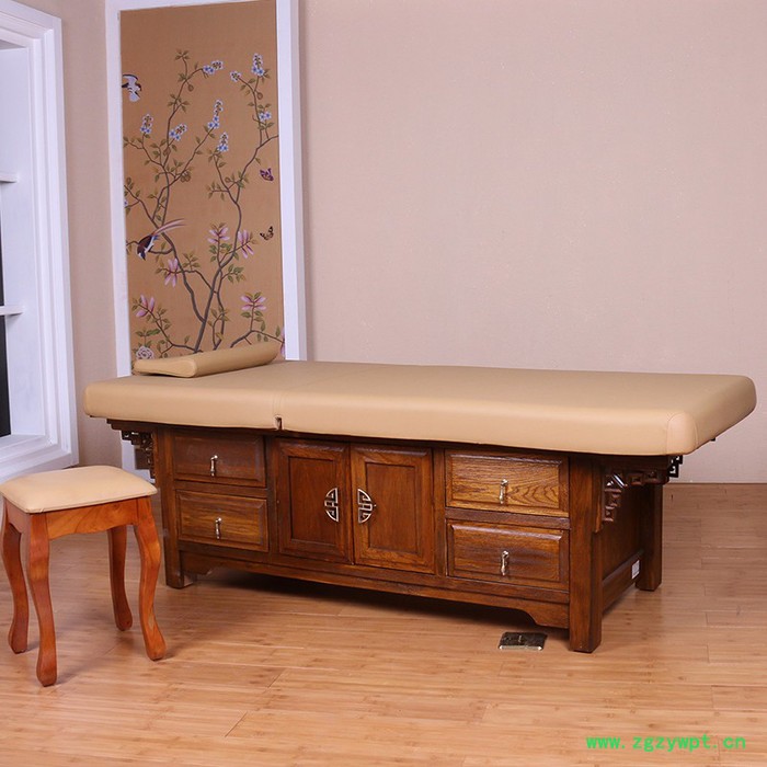 美藤实木美容床美容按摩床中式仿古桑拿洗浴会所按摩床MD-34图3
