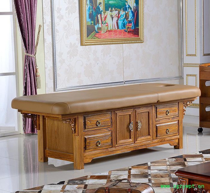 厂直销可定制 欧式仿古 实木可升降按摩床 美容养生推拿院专图2