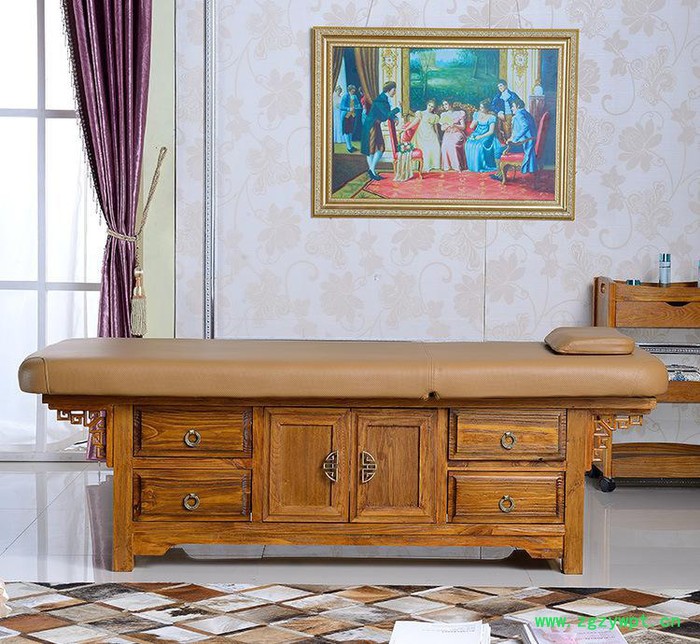 厂直销可定制 欧式仿古 实木可升降按摩床 美容养生推拿院专图3