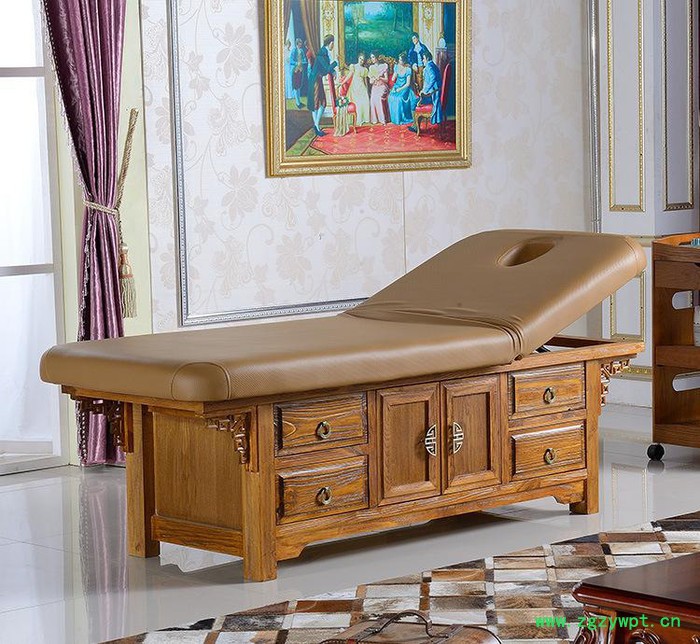 厂直销可定制 欧式仿古 实木可升降按摩床 美容养生推拿院专图2