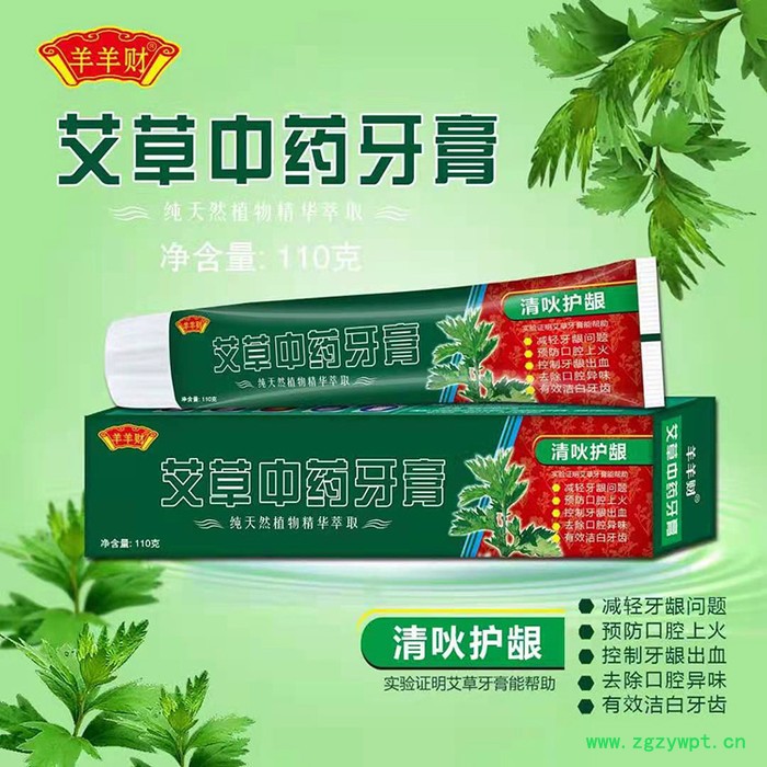 艾草中药牙膏 110克水果味 牙膏食品级安全 双重净白清新口气图3