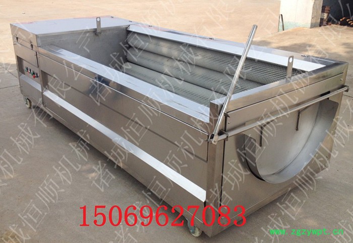 恒顺海鲜根薯类清洗脱皮机  毛刷清洗机 瓜蒌清洗机 中药材清洗机图2