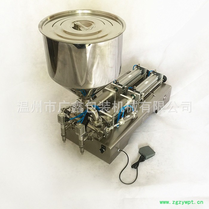 卧式双头膏体灌装机气动液体半自动定量灌装机图2