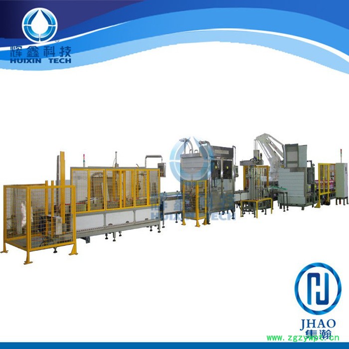 广州辉鑫科技全自动液体灌装生产线带码垛机械手涂料灌装设备自动灌装线图2